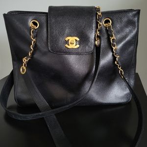Chanel leather chain handle shoulder bag AUTHENTIC